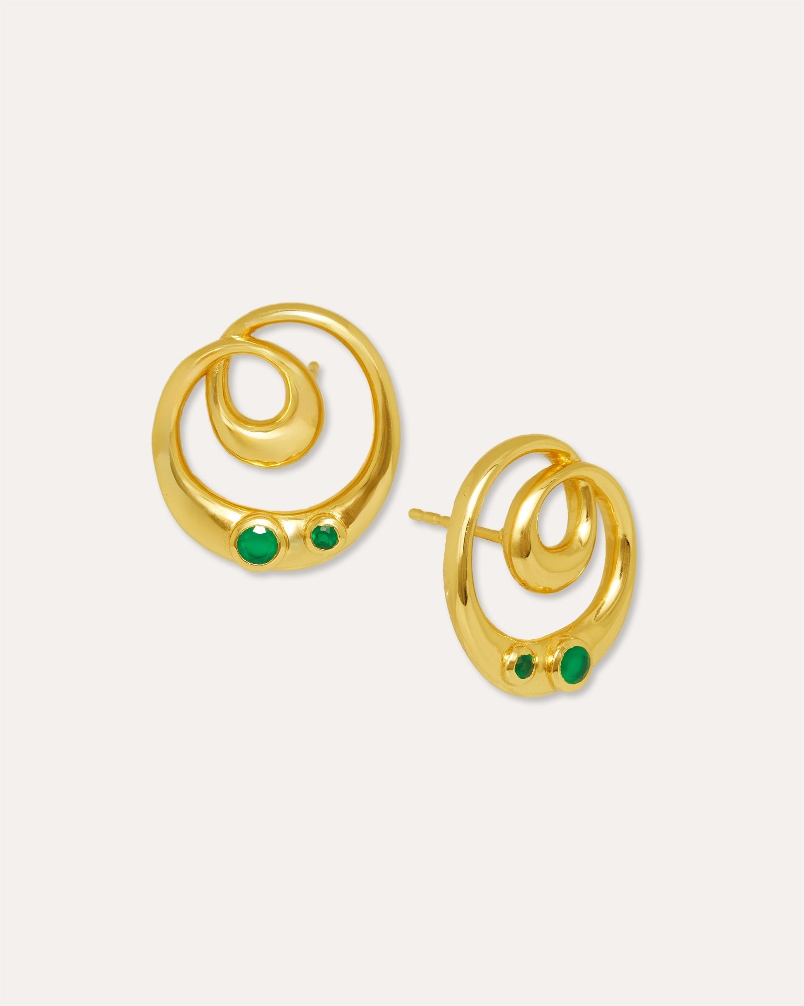 Dalia Twist Green Onyx Stud Earrings