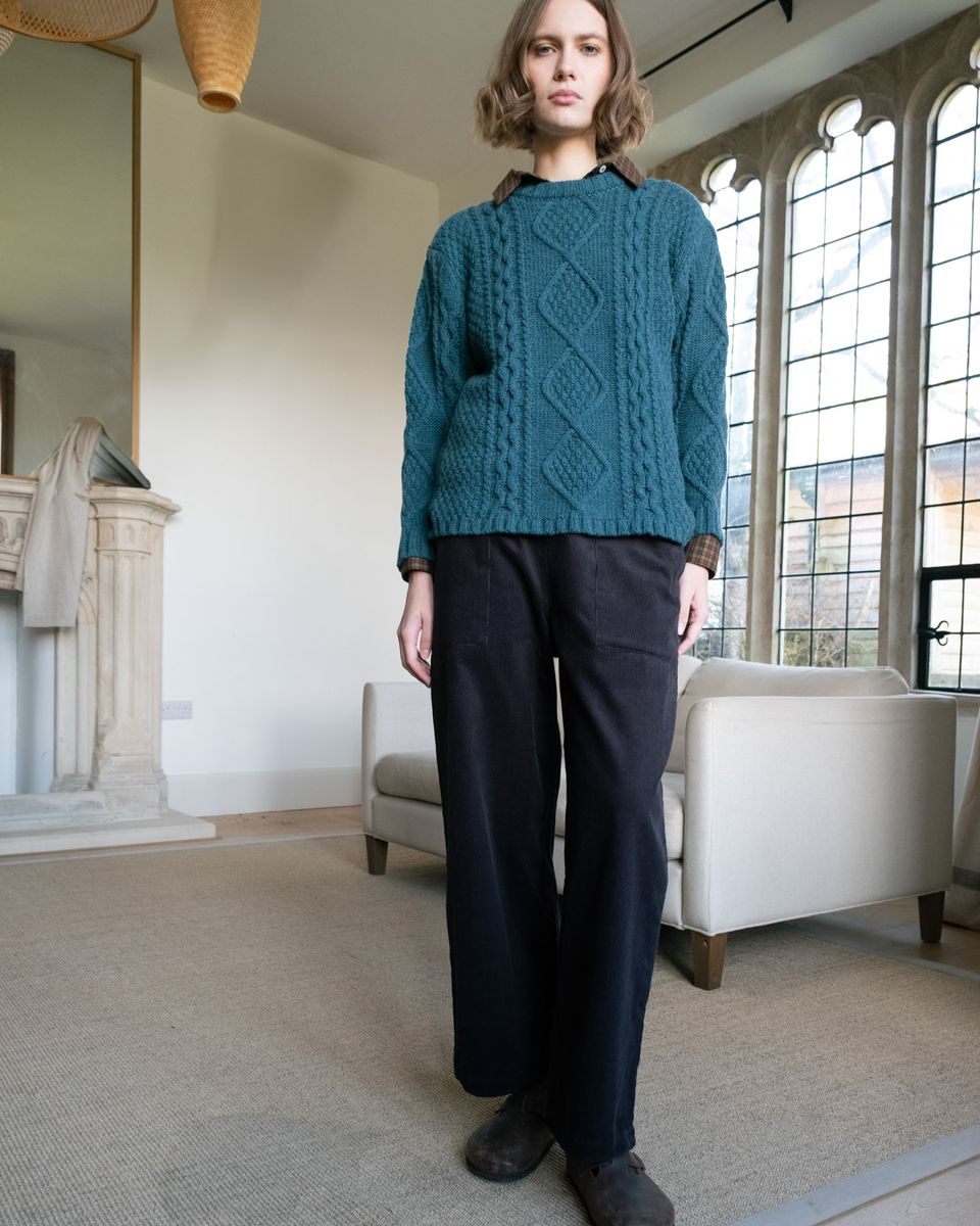 ANNA WIDE LEG CORDUROY TROUSER- DOVE GREY