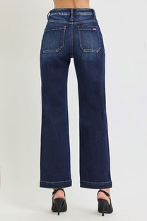 Risen High Rise Ankle Straight Jeans- Dark