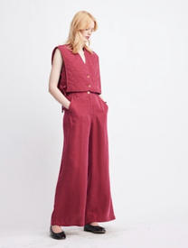 Caroline Cupro Trouser- Cranberry