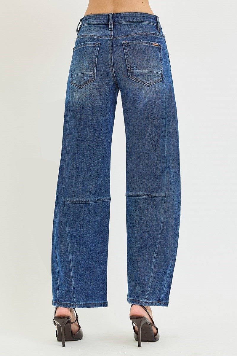 Risen Slouchy Barrel Twisted Seam Jeans- Dark