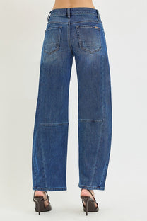 Risen Slouchy Barrel Twisted Seam Jeans- Dark