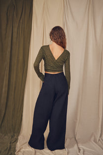Cossac Organic Cotton Wrap Trousers- Black