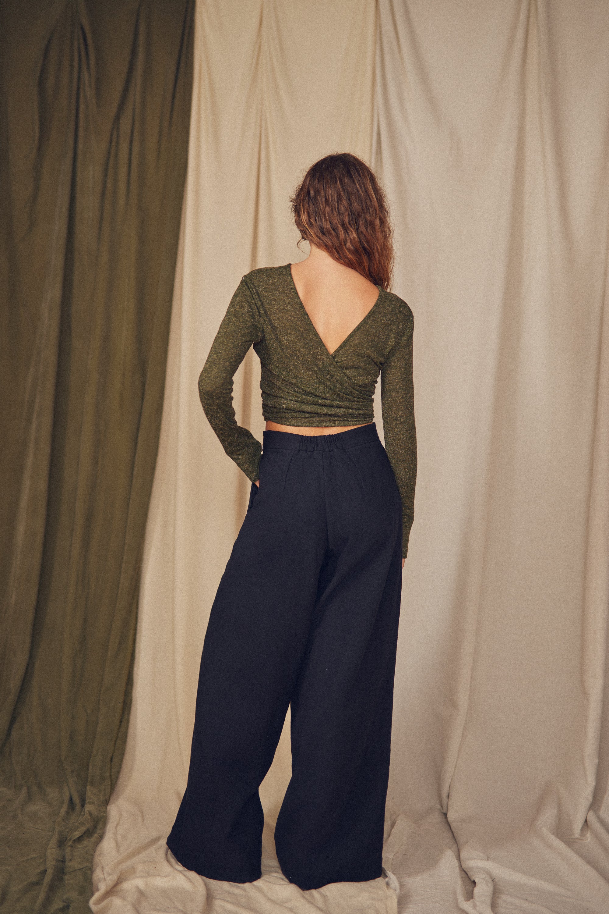 Cossac Organic Cotton Wrap Trousers- Black
