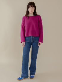 Cashmere Boatneck Sweater- Magenta