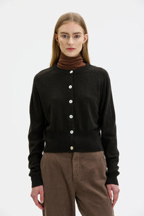 Maska Malo Fine Knit Wool Cashmere Cardigan - Morel Brown
