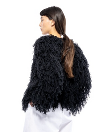 Hand Knit Noodle Fringe Cardigan