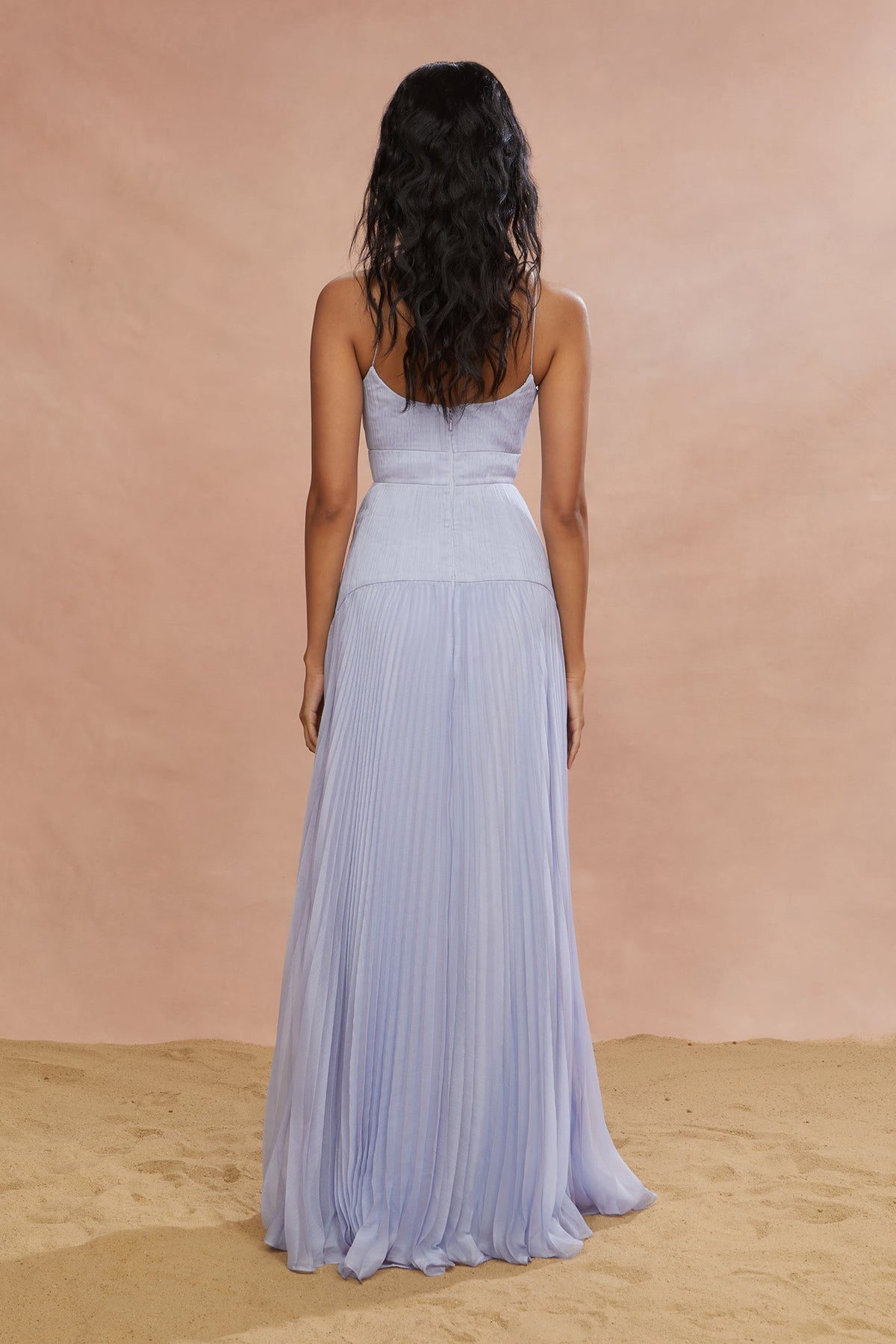 Saylor Pleated Gown - Rain Cloud