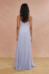 Saylor Pleated Gown - Rain Cloud