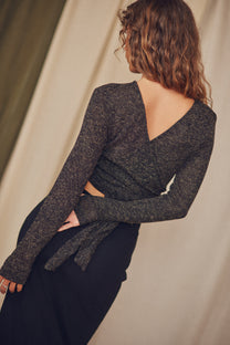 Cossac Wrap Top - Black Melange