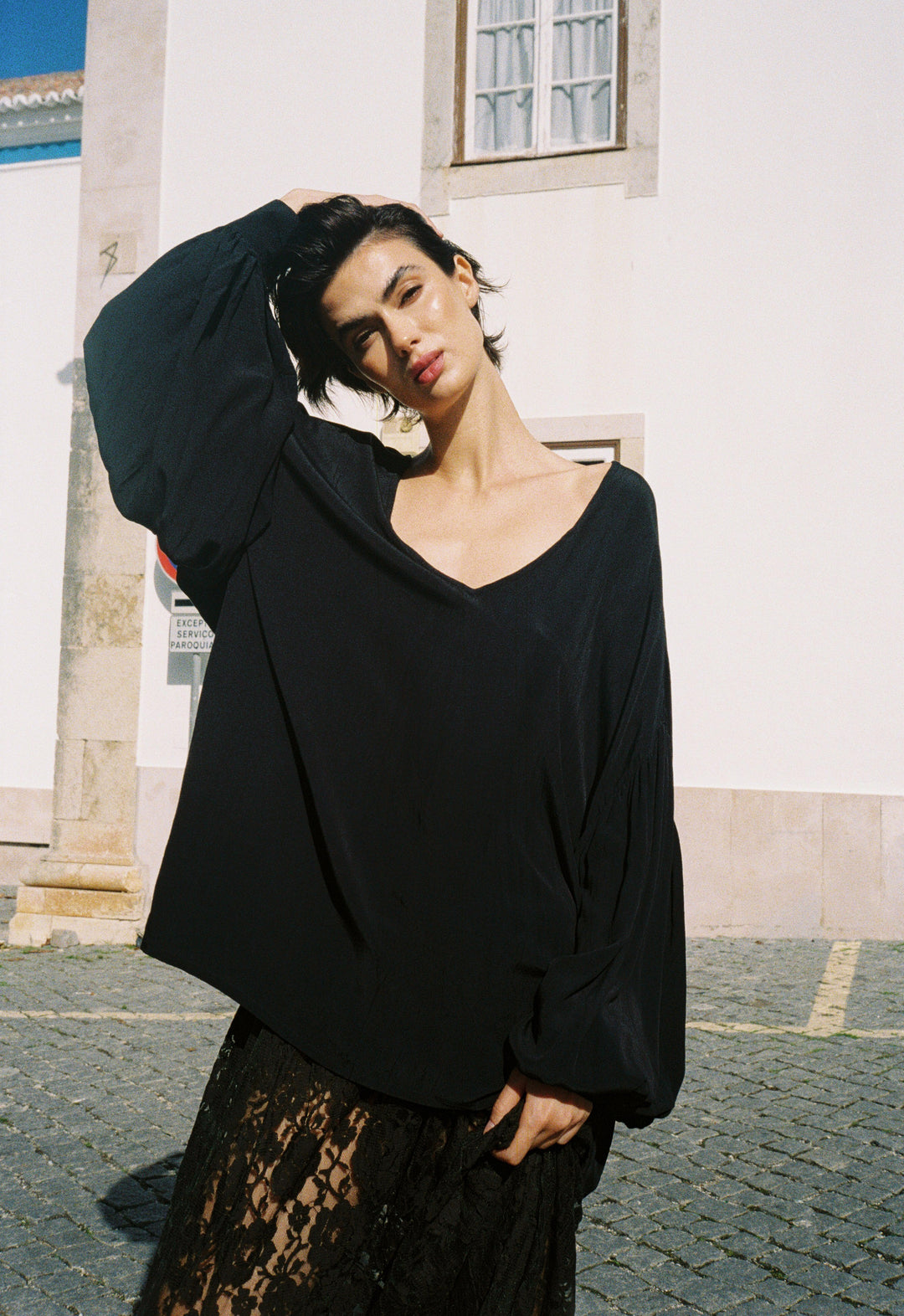 Lace Slip Skirt- Black