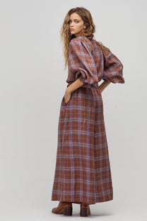Sabi Linen Pants- Hazlenut Checks