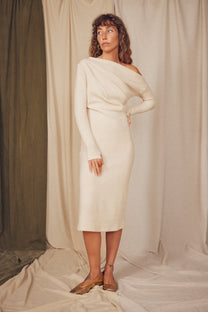 Cossac Drape Dress- Oat