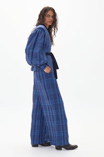 Culotte Linen pants - Ocean Checks Print