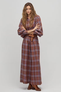 Sabi Linen Pants- Hazlenut Checks