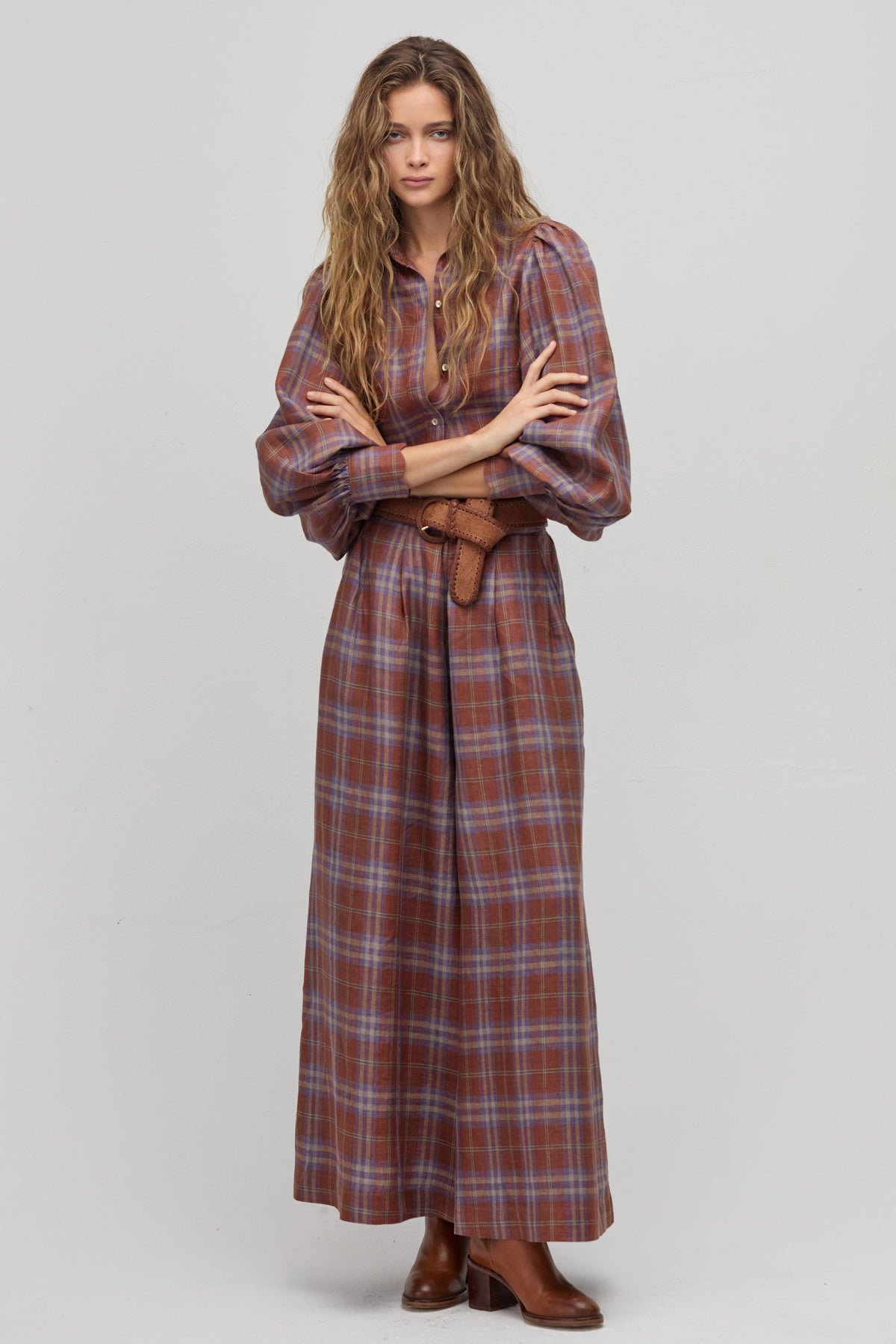 Sabi Linen Pants- Hazlenut Checks