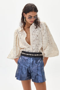 Claire Cotton Lace Shirt- White