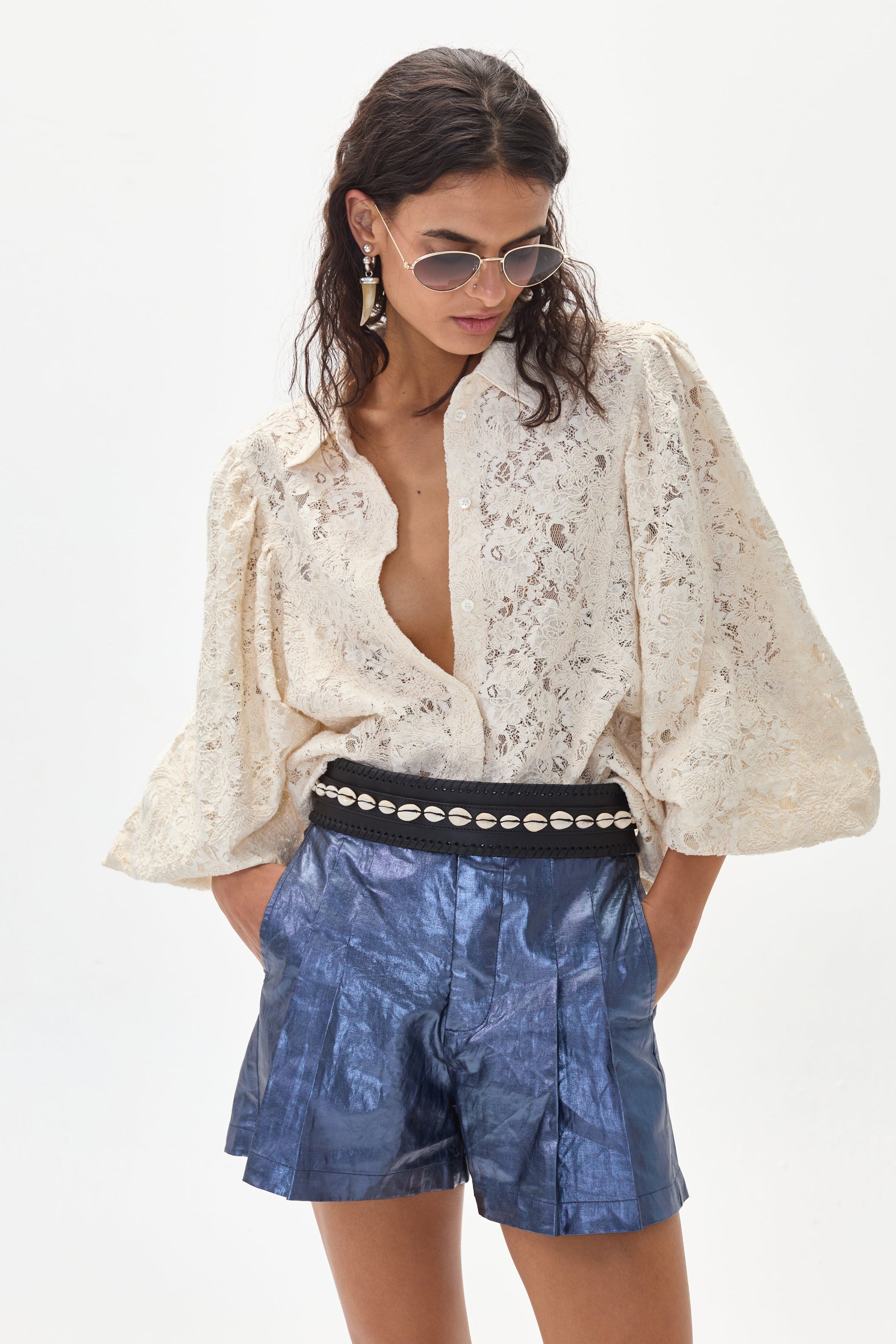Claire Cotton Lace Shirt- White