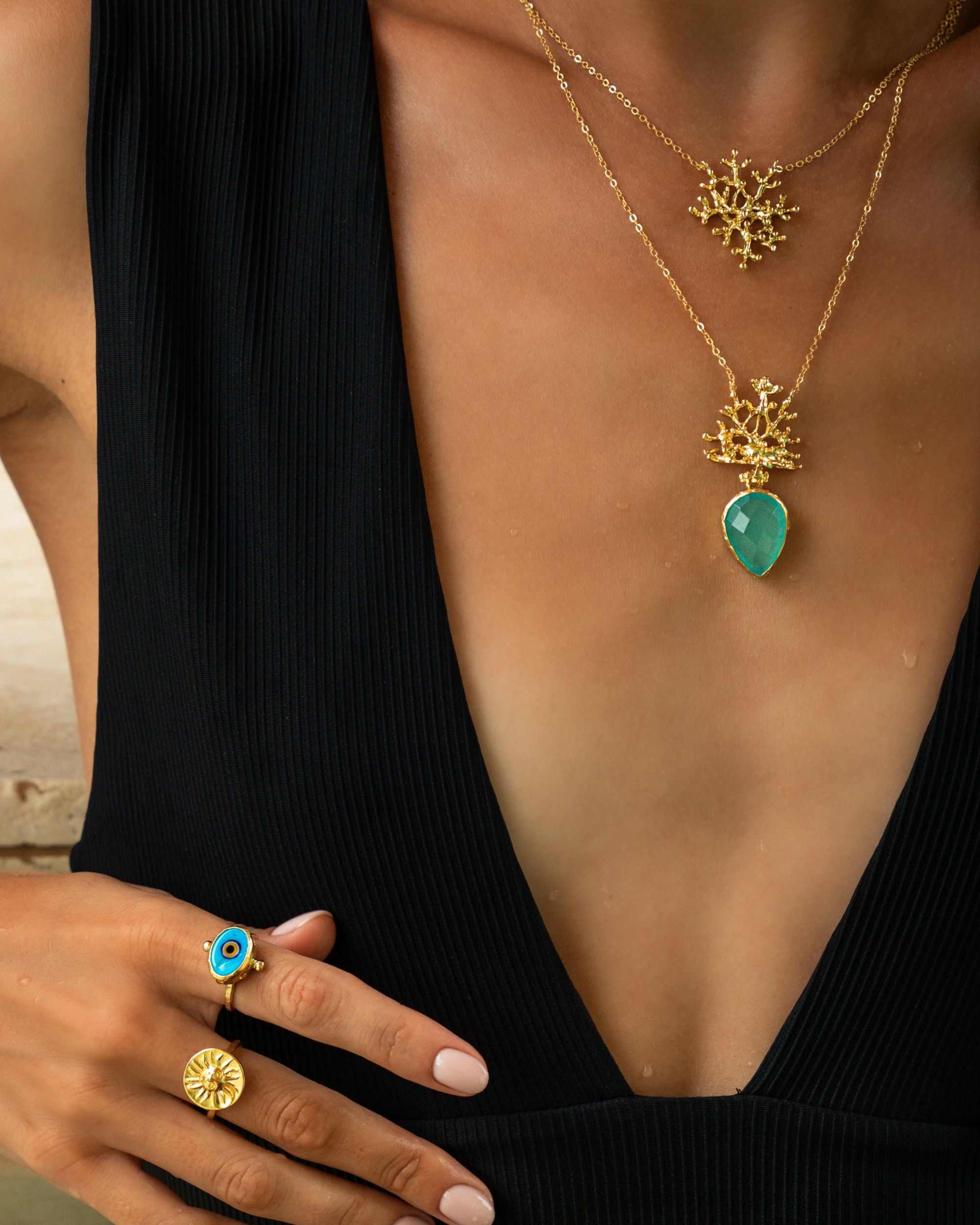 Sophia Gold Coral Pendant Necklace