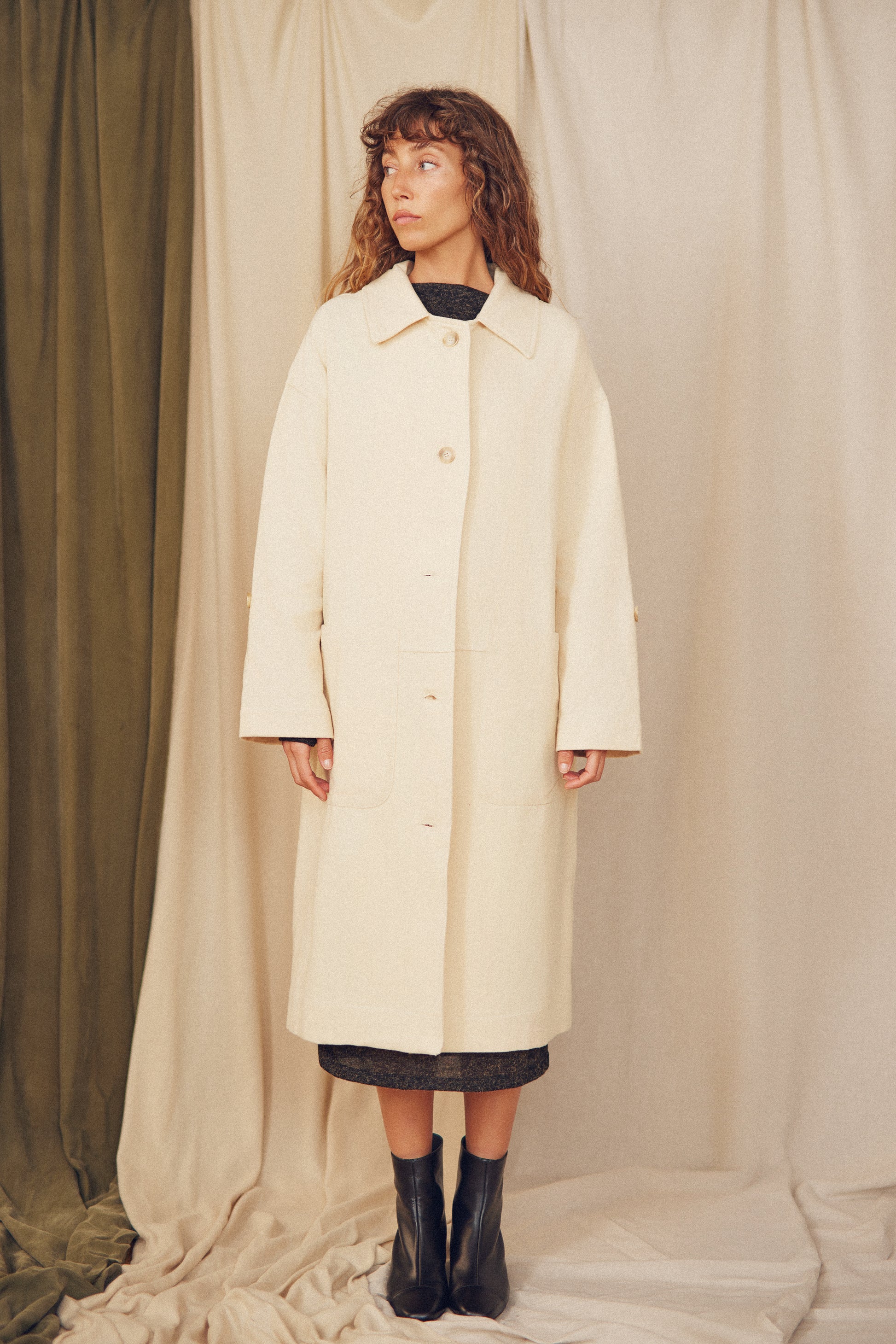 Cossac Organic Cotton Wide Coat - Oat