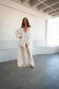 Lace Slip Skirt- White