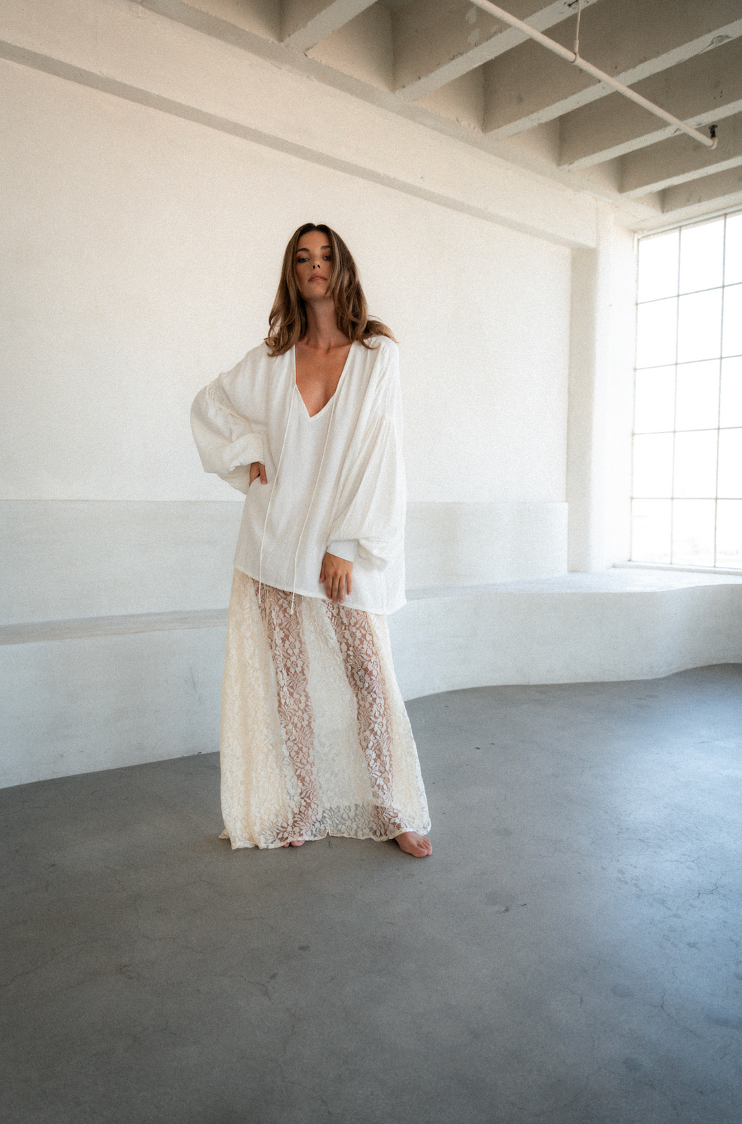 Lace Slip Skirt- White