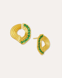 Nara Wave Green Onyx Stud Earrings