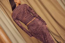 Cossac Devoré Drape Top in Cocoa