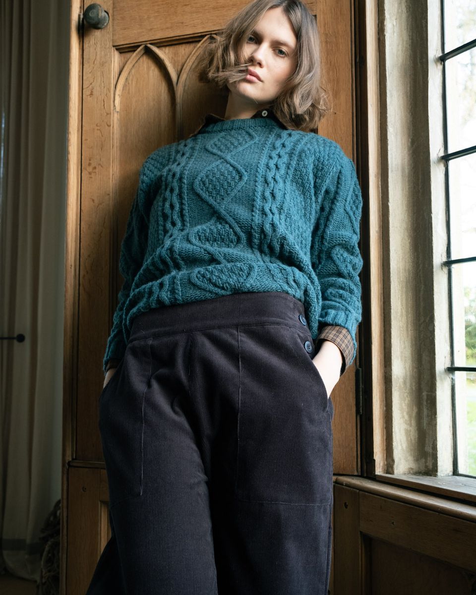 ANNA WIDE LEG CORDUROY TROUSER- DOVE GREY