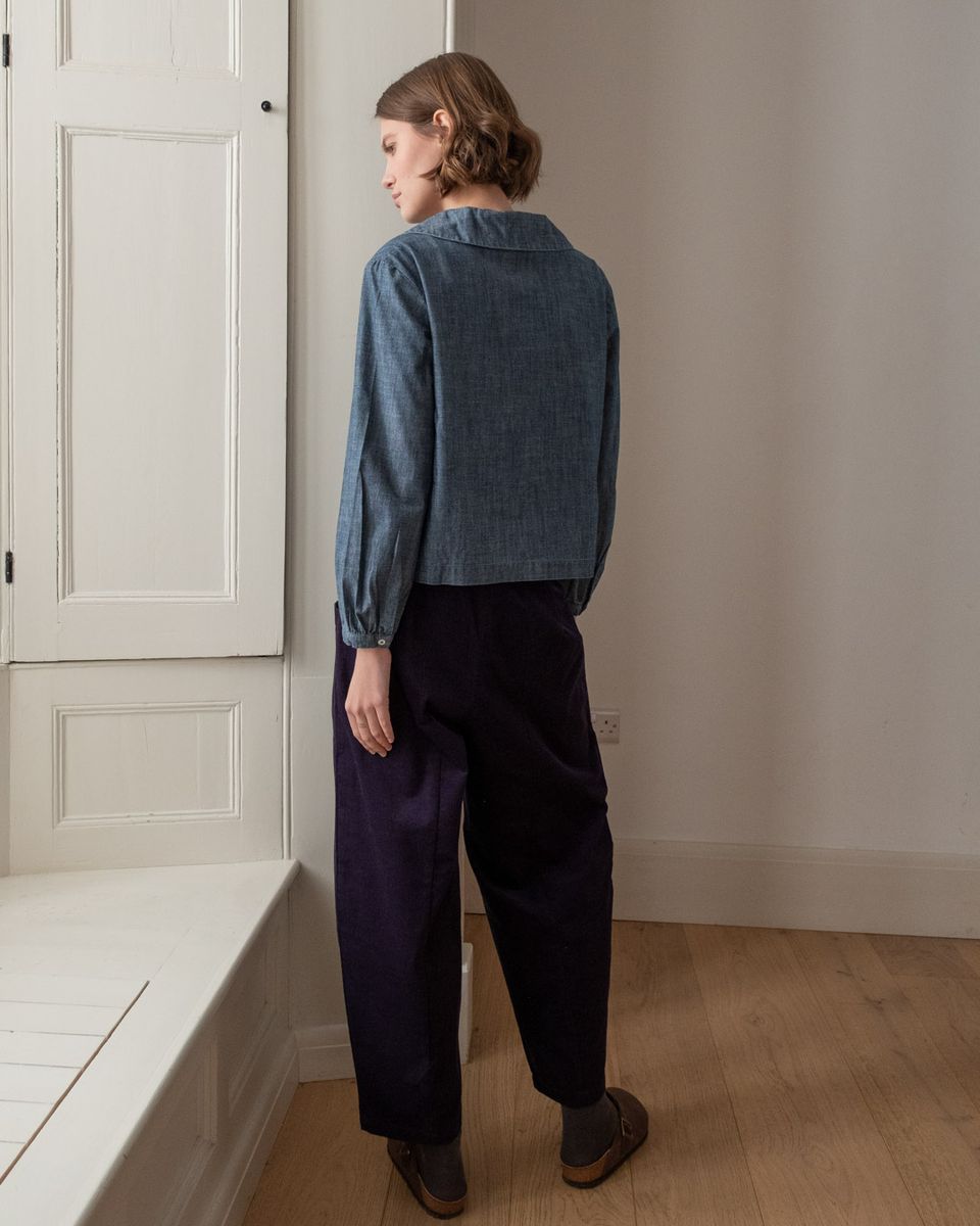 LORREN BARREL LEG CORDUROY PANT- NAVY