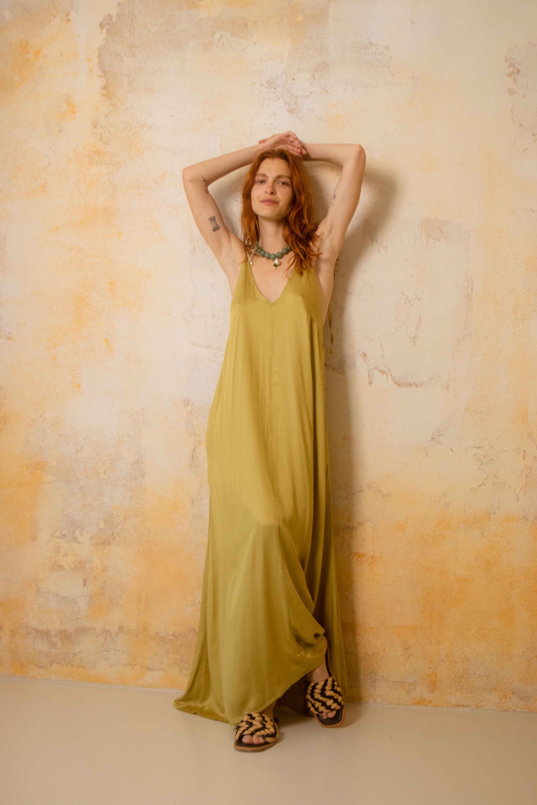 Cossac Ecovero Maxi Dress in Soft Olive