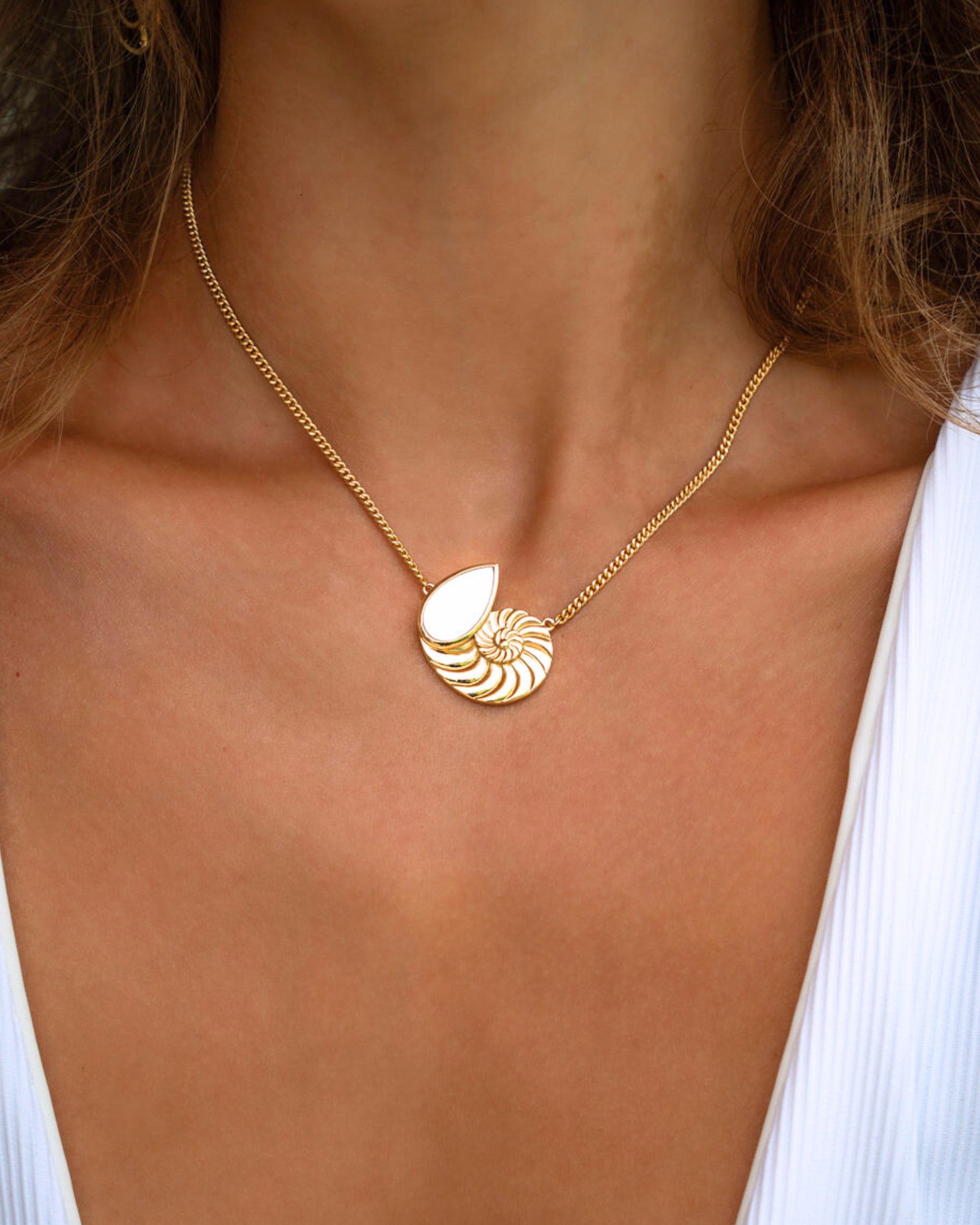 Nautilus Seashell Mother of Pearl Pendant
