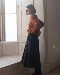 BONNIE POLO HAND KNIT WOOL CARDIGAN - OXIDE