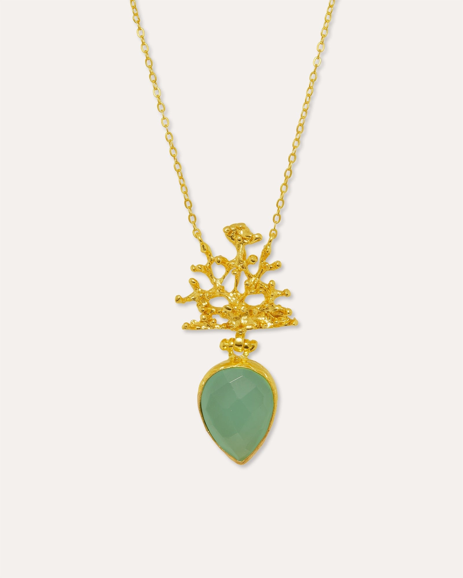 Sophia Aqua Chalcedony Coral Pendant Necklace