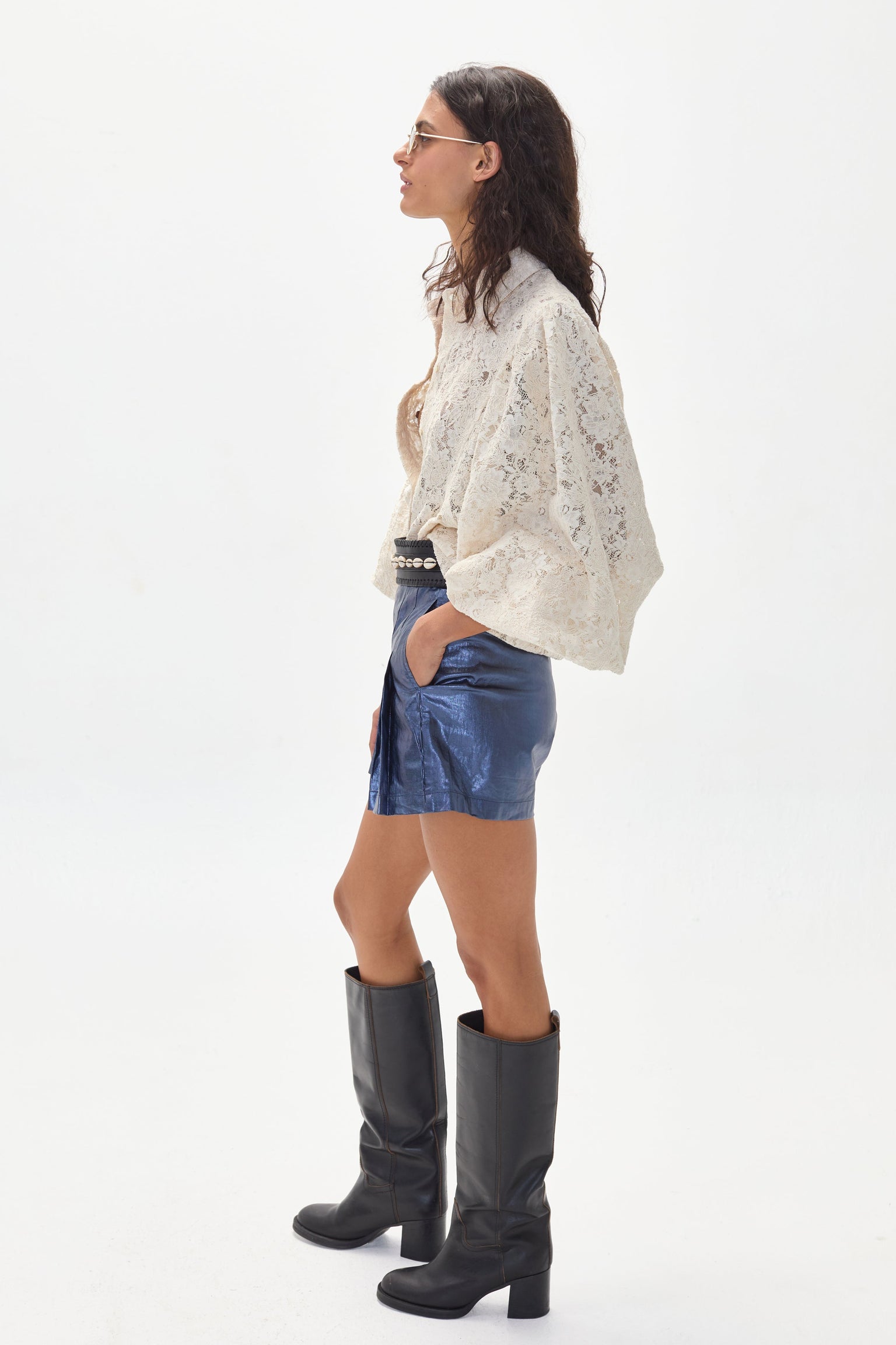 Claire Cotton Lace Shirt- White