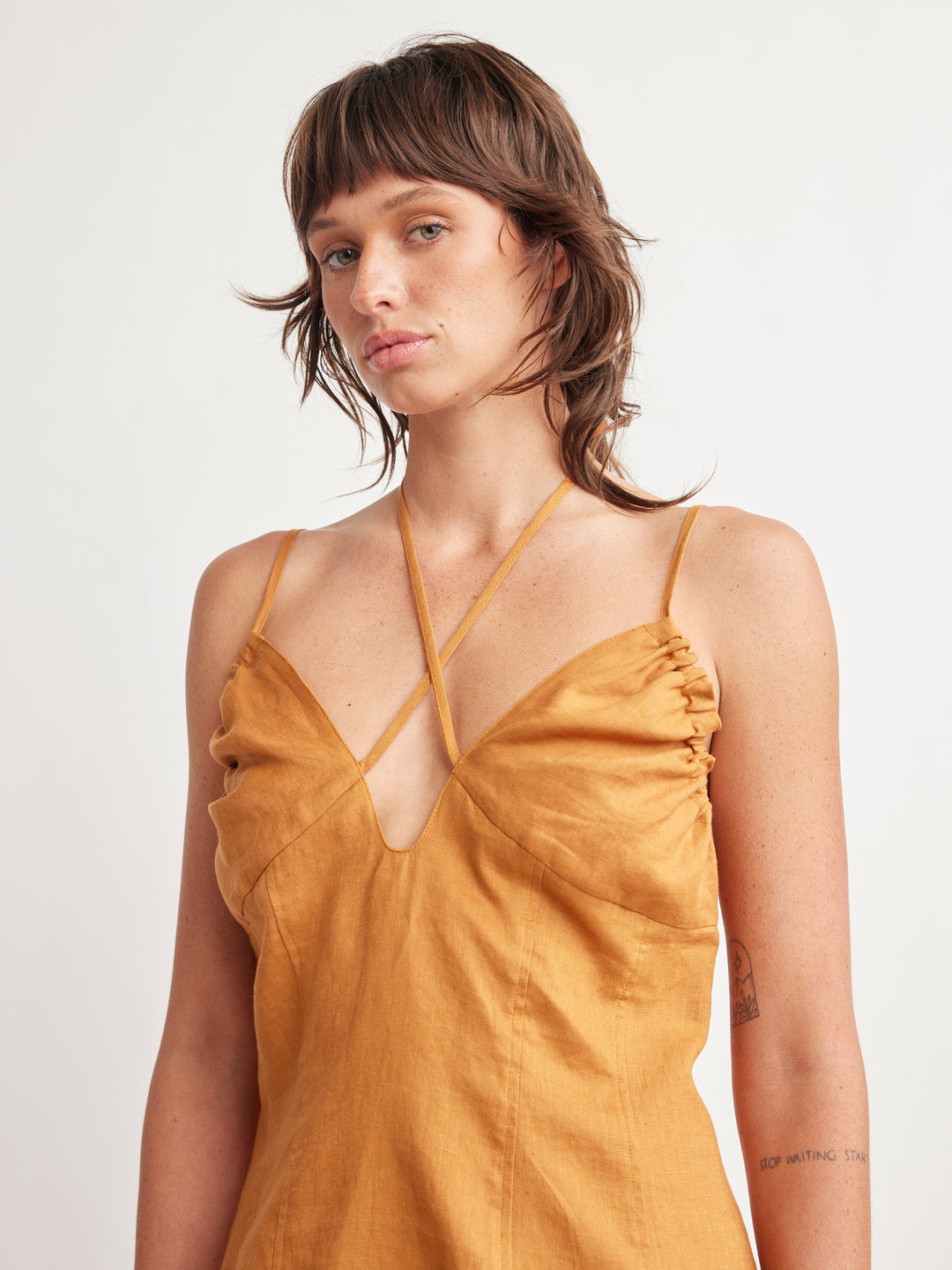 Anais Adjustable Strap Mini Dress- Maple