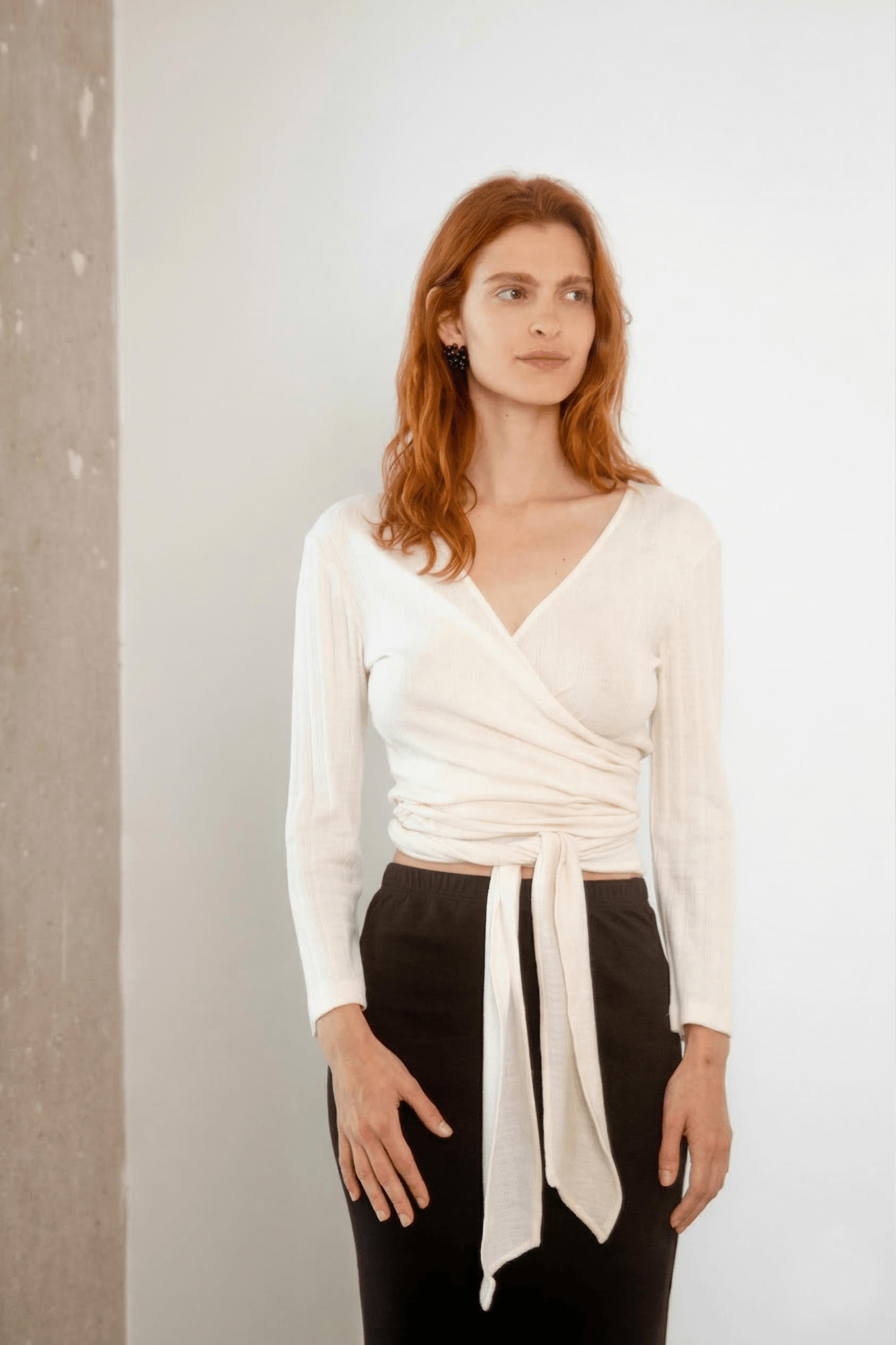 Cossac Ballet Wrap Top - Ecru Banana &amp; Pineapple Fiber