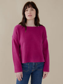 Cashmere Boatneck Sweater- Magenta