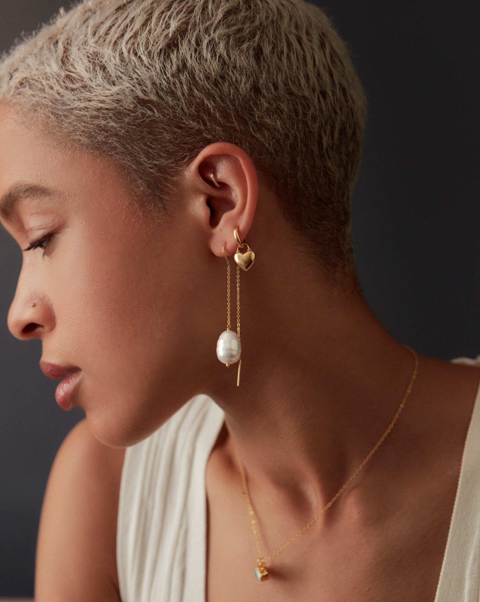 Niko Heart Huggie Earrings