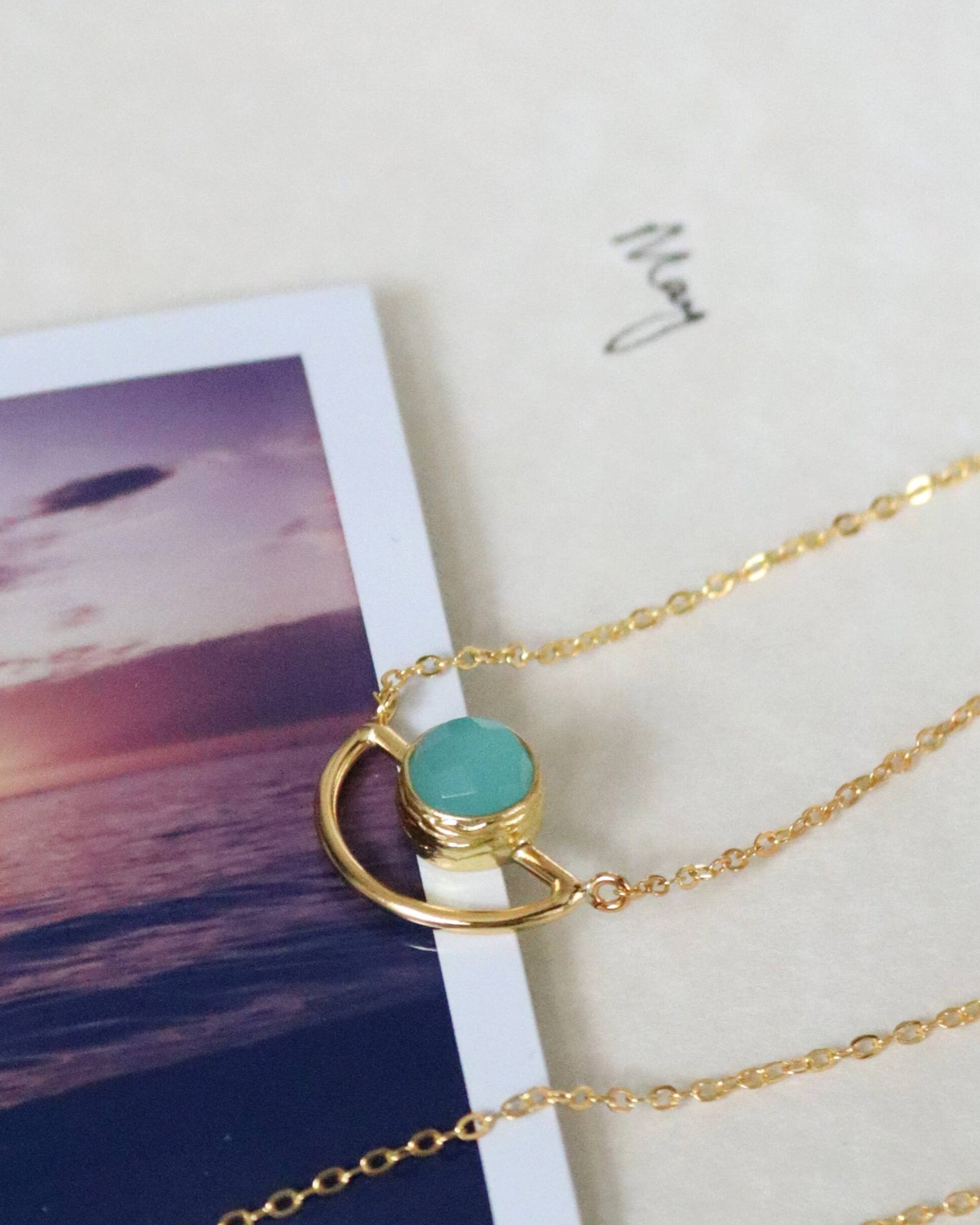 Elise Aqua Chalcedony Pendant Necklace