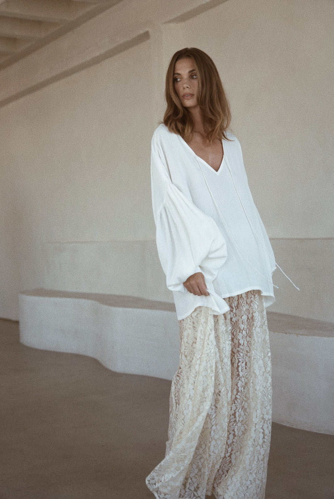 Lace Slip Skirt- White
