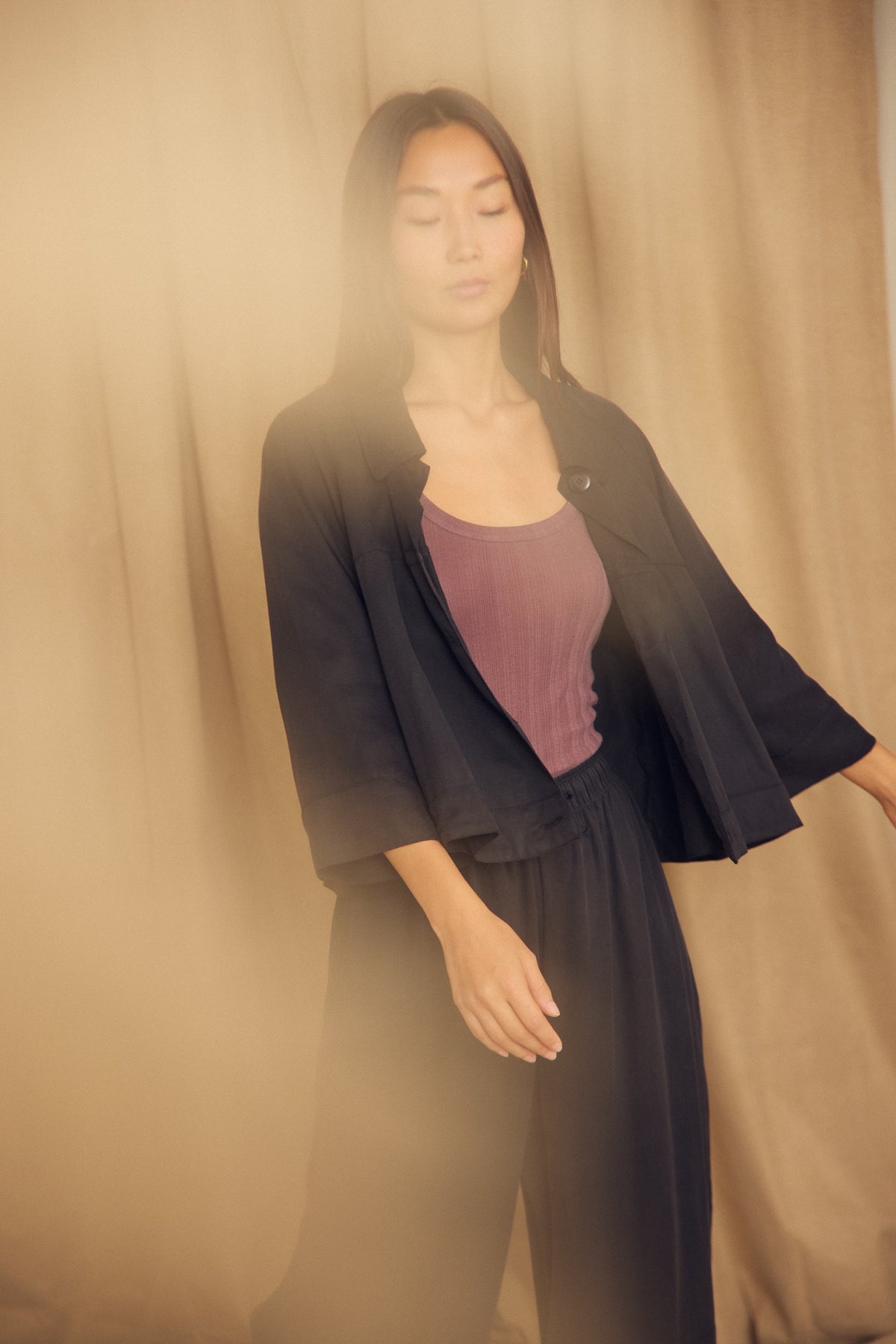 Cossac Flared Jacket in Black Lyocell