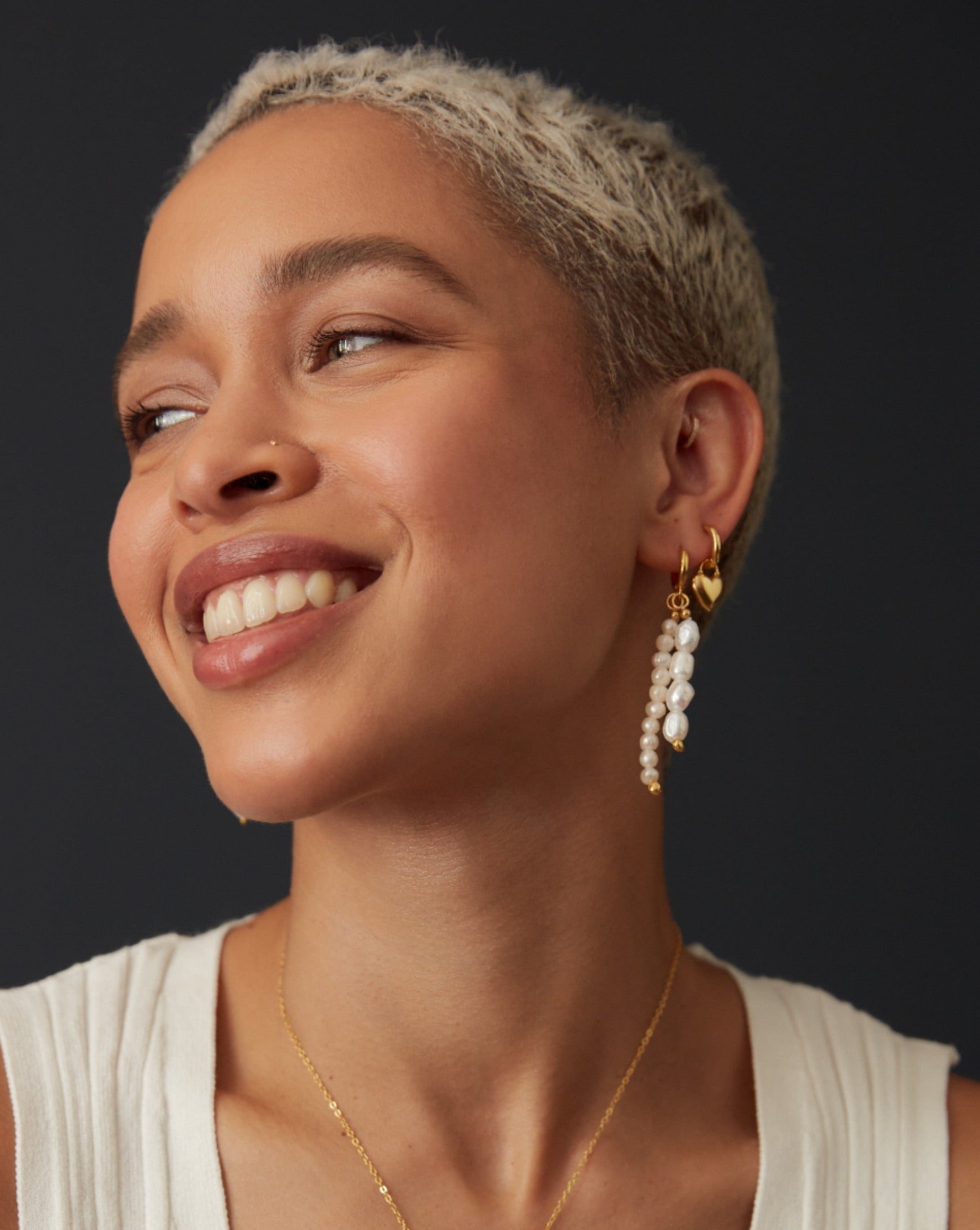 Niko Heart Huggie Earrings