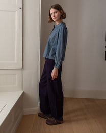 LORREN BARREL LEG CORDUROY PANT- NAVY