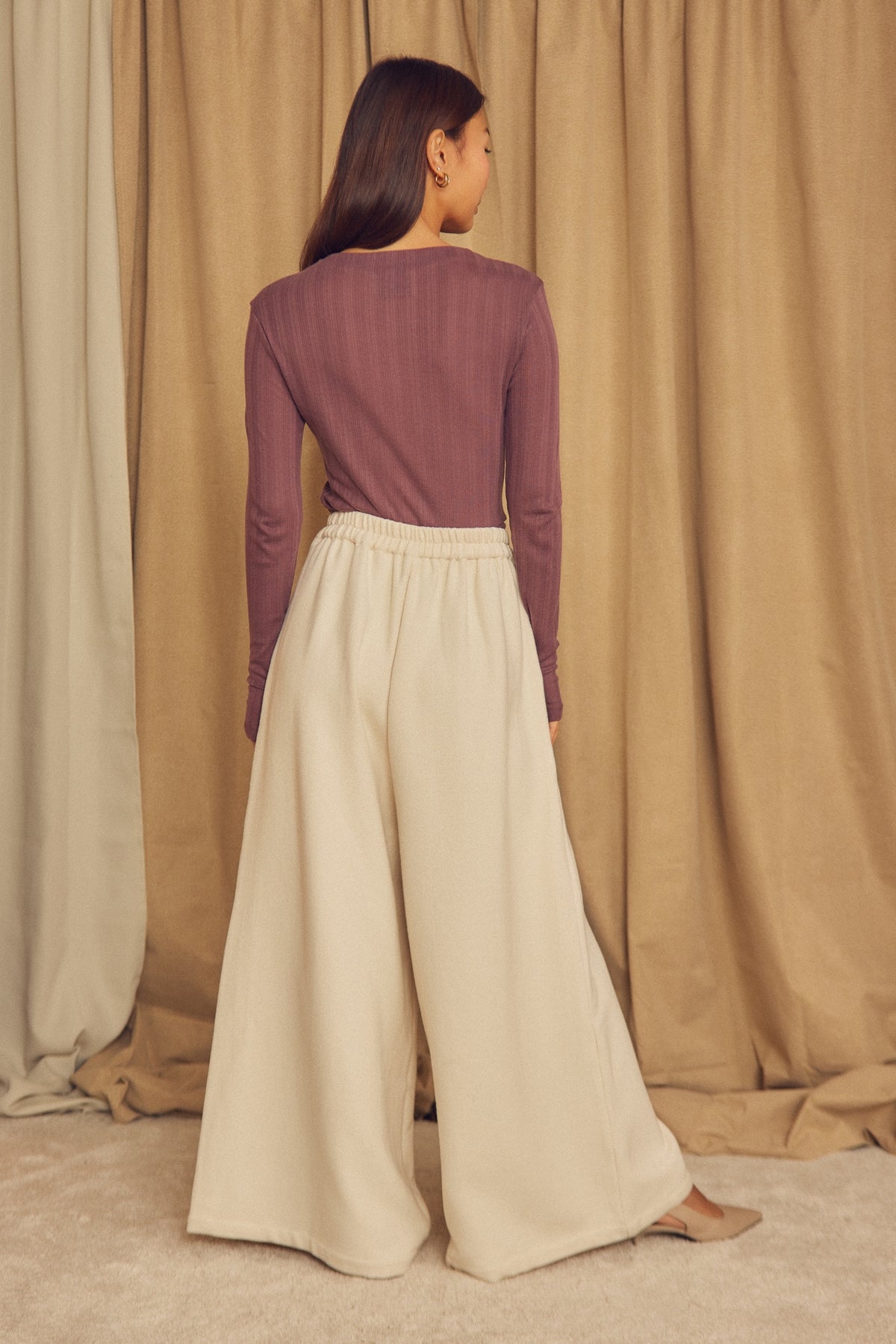 Cossac Organic Cotton and Lyocell Ribbed Long Sleeve Top in Cocoa
