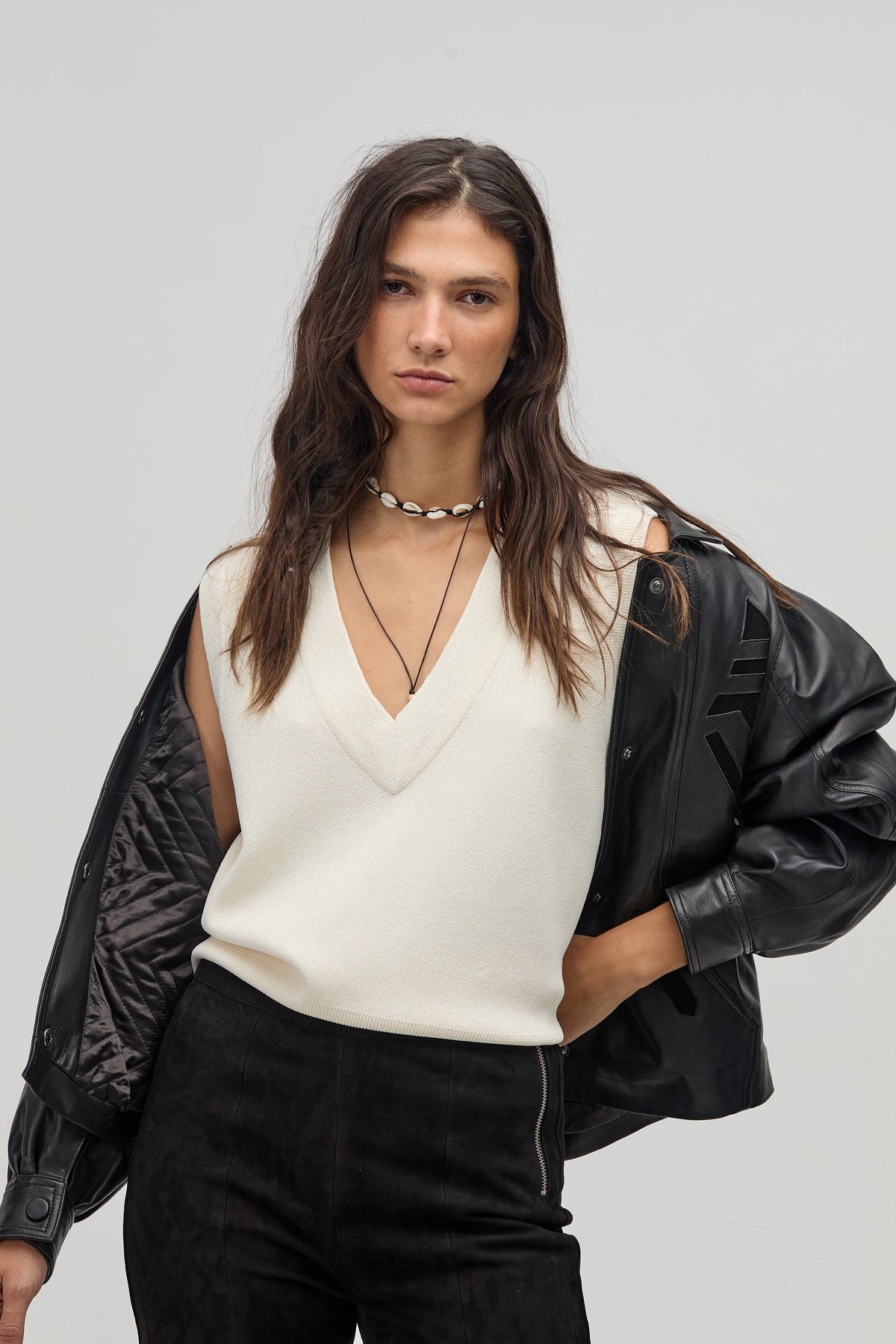Preppy knitted Vest- Off White