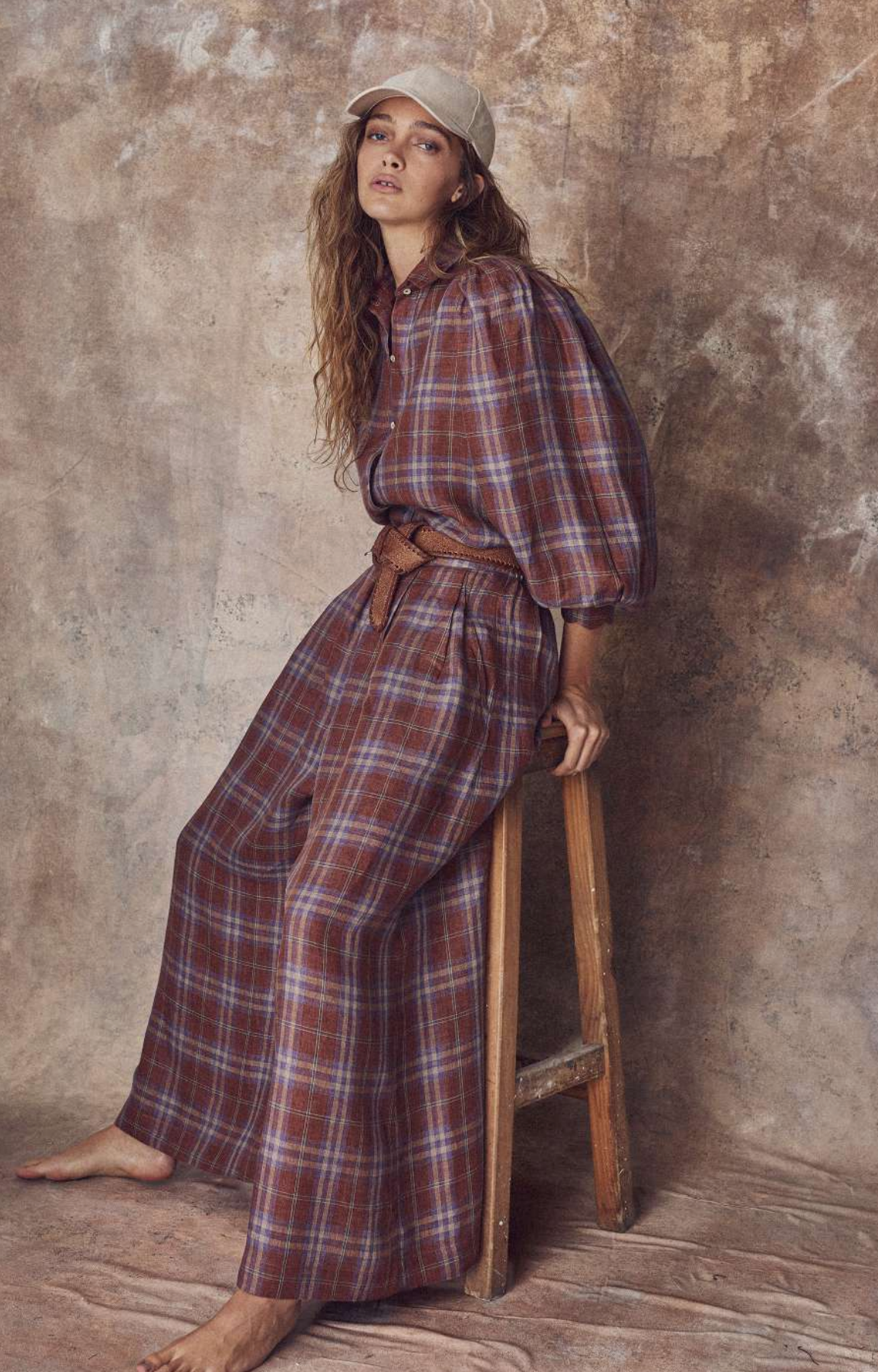 Sabi Linen Pants- Hazlenut Checks