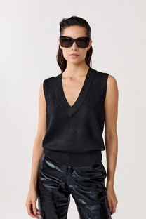 Preppy knitted Vest- Black