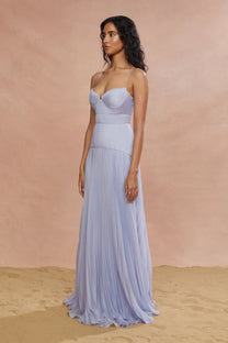 Saylor Pleated Gown - Rain Cloud