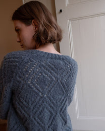 NOVA LACY HAND KNIT MOHAIR CARDIGAN- SMOKED BLUE